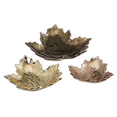 DecoFlair Table Decor - Ceramic Maple Leaf Assortment Gold, Bronze, Rose Gold