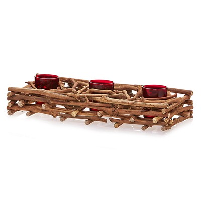 DecoFlair Natural Branch Triple Candle Holder brown