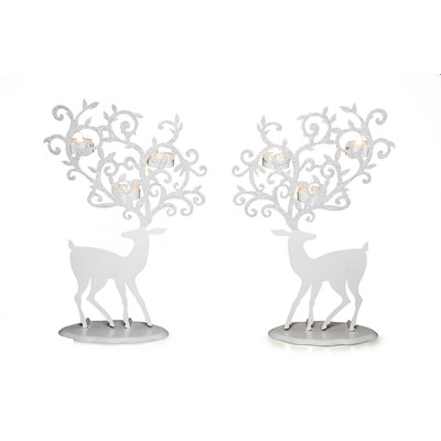 DecoFlair Candle Holder - White Reindeer Assorted White