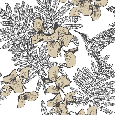 1838 Wallcoverings HUMMINGBIRD (WP) # 06 JET