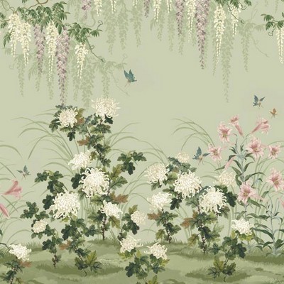 1838 Wallcoverings WISTERIA BLOOM (WP) 03 PISTACHIO