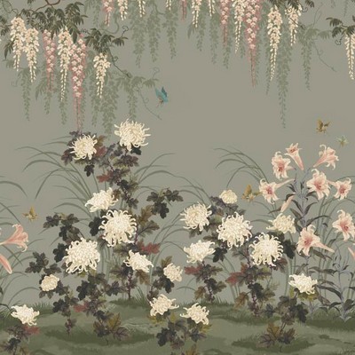 1838 Wallcoverings WISTERIA BLOOM (WP) 04 DARK SAGE