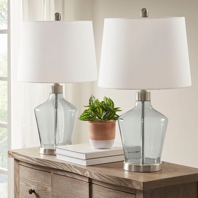Harmony Angular Glass Table Lamp, Set of 2 Grey Olliix Harmony Angular Glass Table Lamp, Set of 2 Grey
