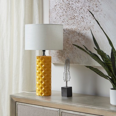 Olliix Macey Geometric Ceramic Table Lamp Yellow