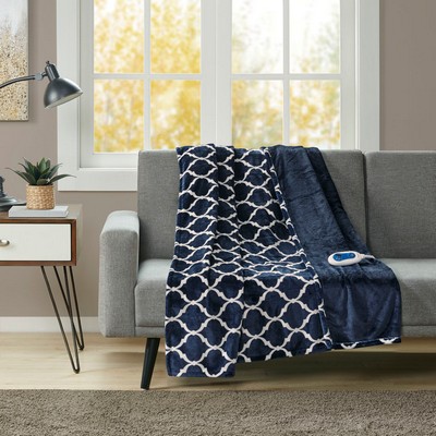 Heated Ogee Throw Indigo Olliix Heated Ogee Throw Indigo