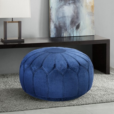 Kelsey Round Pouf Ottoman Blue Olliix Kelsey Round Pouf Ottoman Blue