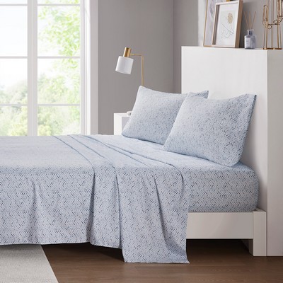 Olliix Printed Microfiber Blue Chevron