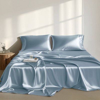 Olliix Satin Sheet/sheet Set Blue
