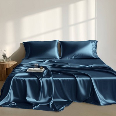 Olliix Satin Sheet/sheet Set Midnight Blue