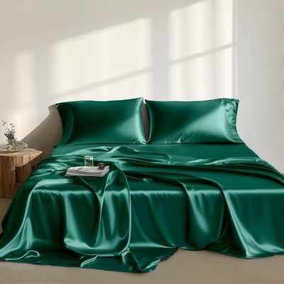 Olliix Satin Sheet/sheet Set Emerald