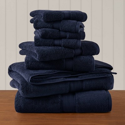 Olliix Ultra-Soft 100% Cotton Absorbent Towel Set Dark Navy