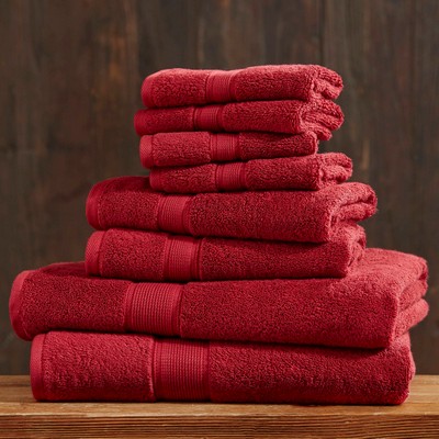 Olliix Ultra-Soft 100% Cotton Absorbent Towel Set Bright Red
