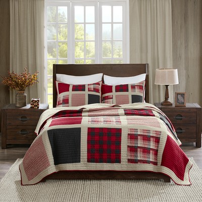 Olliix Huntington 100% Cotton Oversized Quilt Mini Set Red