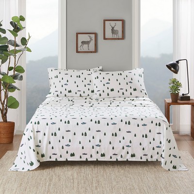 Olliix Cotton Flannel Green Trees & Trucks