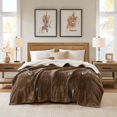 Olliix Heated Plush to Berber Chocolate