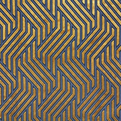 Scalamandre MODERNIST JACQUARD VELVET GOLD OVER BLUE