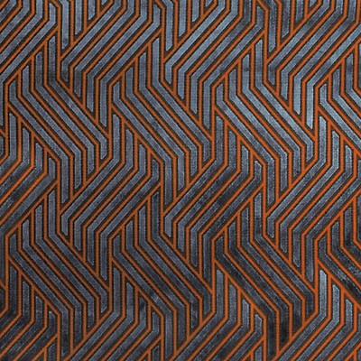 Scalamandre MODERNIST JACQUARD VELVET TERRACOTTA BLUE