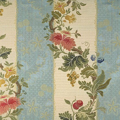 Scalamandre VILLA LANTE STRIPE MULTI ON SKY BLUE