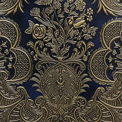 Old World Weavers CUIR MAINTENON BLUE & GOLD ELISABETH