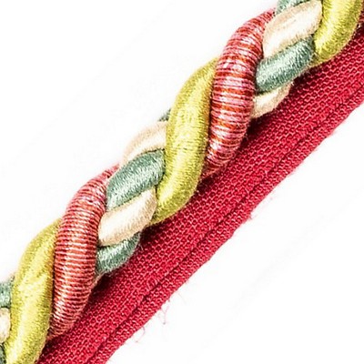 Scalamandre Trim SAFARI CORD WITH TAPE A TEAL/ROSE