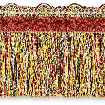 Scalamandre Trim SAFARI FRINGE WITH CHENILLE ROSE/GOLD/GREEN