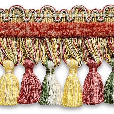 Scalamandre Trim SAFARI TASSEL FRINGE CHENILLE ROSE/GOLD/GREEN
