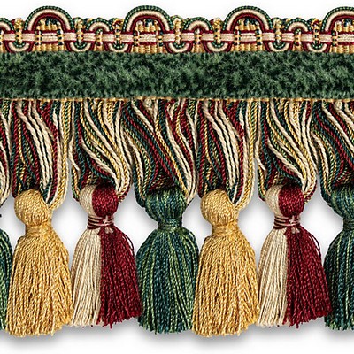 Scalamandre Trim SAFARI TASSEL FRINGE CHENILLE HUNTER/BORDEAUX
