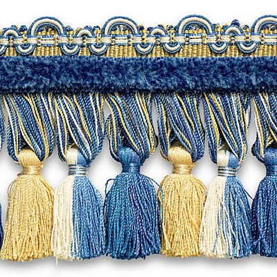 Scalamandre Trim SAFARI TASSEL FRINGE CHENILLE ROYAL BLUE / GOLD