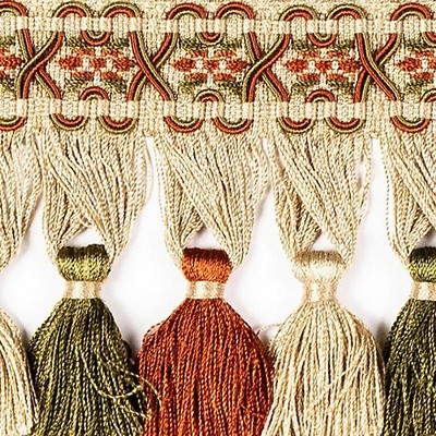 Scalamandre Trim MILADY TASSEL FRINGE TERRACOTTA/MOSS