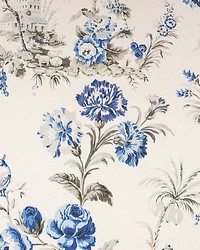 Scalamandre Somerset Linen Print Porcelain Fabric