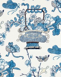 Scalamandre Shanghai Blossoms China Blue Fabric