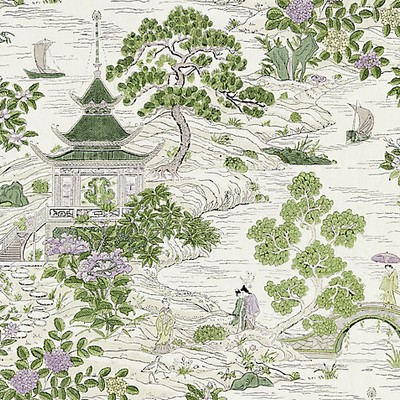 Scalamandre SATOMI HAND BLOCK PRINT LAVENDER & CITRON