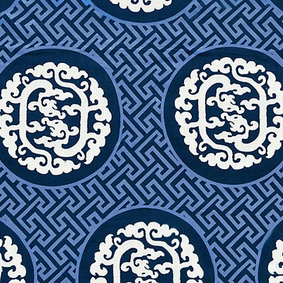 Scalamandre DRAGONS FRET EMBROIDERY MIDNIGHT