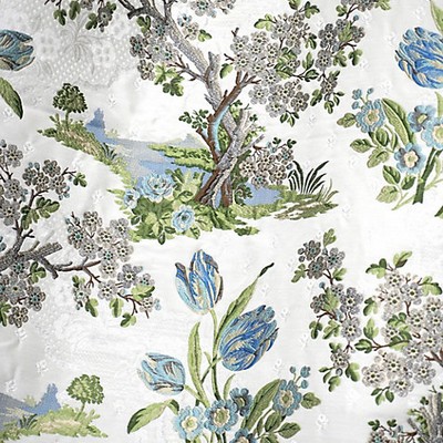 Scalamandre AVIGNON BROCADE PORCELAIN ON WHITE