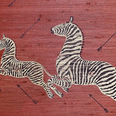Scalamandre Wallcoverings ZEBRAS - GRASSCLOTH RED