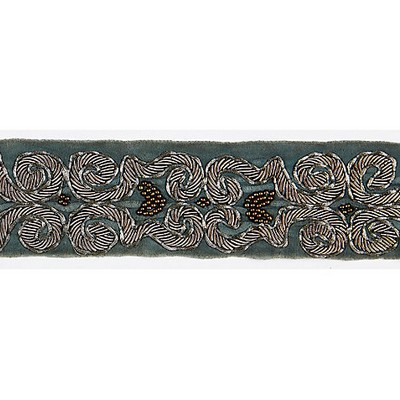 Scalamandre Trim ZARDOZI VELVET TAPE MINERAL & PEWTER
