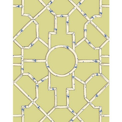 Scalamandre Wallcoverings BALDWIN BAMBOO CREAM & BLUE ON LETTUCE