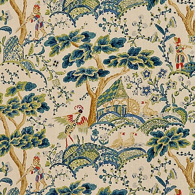 Scalamandre KELMESCOTT HAND BLOCK PRINT PEACOCK ON SAND