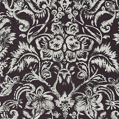 Scalamandre MANSFIELD DAMASK PRINT GRAPHITE & SILVER