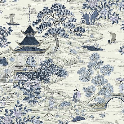 Scalamandre SATOMI HAND BLOCK PRINT EVENING BLUE