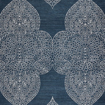 Scalamandre Wallcoverings TAJ EMBROIDERED SISAL INDIGO