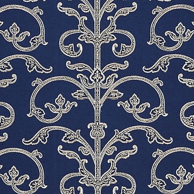 Scalamandre Wallcoverings SAXONY SCROLL WALLCOVERING NAVY