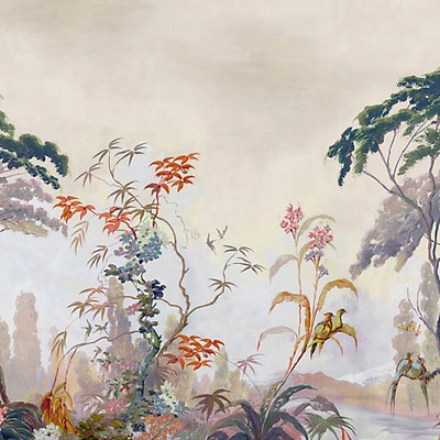 VEMBANAD MURAL - 4 PANEL SET SUNSET Scalamandre Wallcoverings VEMBANAD MURAL - 4 PANEL SET SUNSET