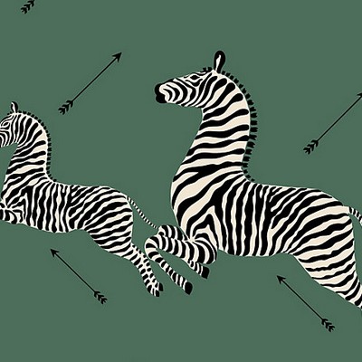 Scalamandre Wallcoverings ZEBRAS SERENGETI GREEN