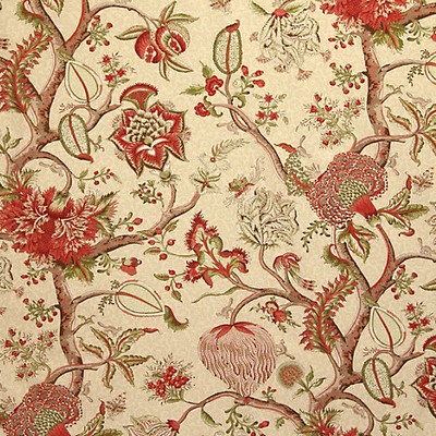 Scalamandre PONDICHERRY TURKEY RED ON LIME