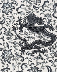 Scalamandre Chien Dragon Linen Print Charcoal Fabric