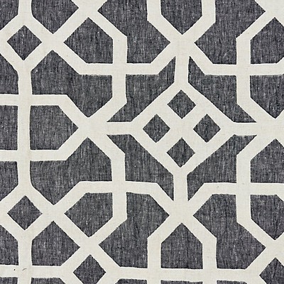 Scalamandre LINEN LATTICE INDIGO & GREIGE