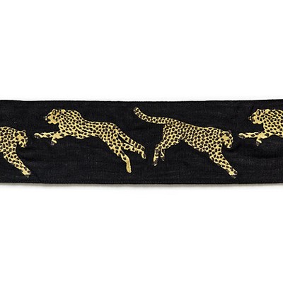 Scalamandre Trim LEAPING CHEETAH EMBRDRY TAPE BLACK MAGIC