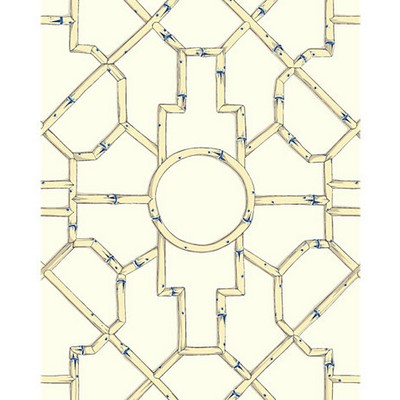 Scalamandre Wallcoverings BALDWIN BAMBOO LINEN & BLUE ON ECRU