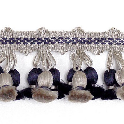 Scalamandre Trim NEWPORT TASSEL FRINGE TAUPE, BLACK & GREY